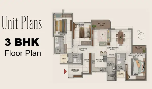 Brigade Granada 3 BHK Floor Plan